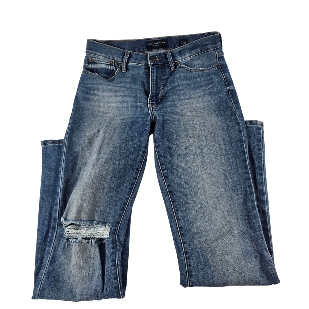 Lucky Brand Stevie High Rise Flare Jeans Blue Distressed 6/28 Regular